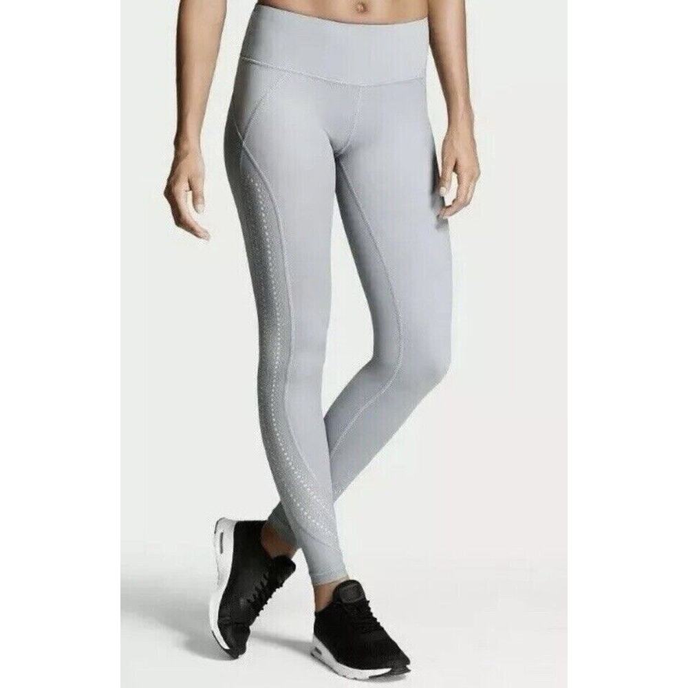 Victoria's Secret Knockout Leggings Sport Medium‎ Rise Laser Cut Grey Bottoms M - Picture 3 of 4